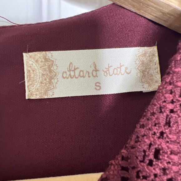 Altar’d State NWT Fit Flare Dress Small Burgundy Medallion Lace Sleeveless - Picture 3 of 9